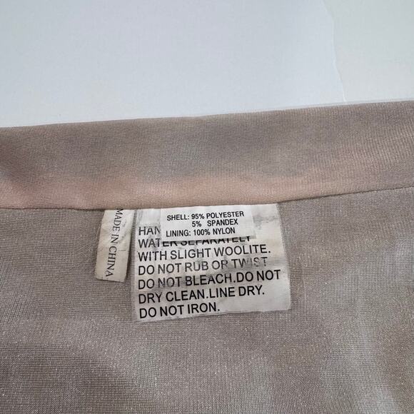 Mandalay Y2K Taupe Midi Dress with peach pearl beads, lace, sequence, sz 8 - Picture 7 of 12